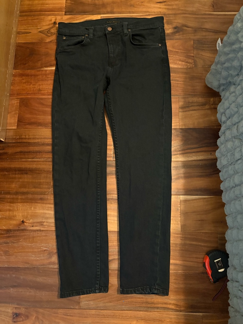 Nudie Jeans Co Black Jeans Men’s 32x30 Organic Cotton Straight Slim Denim (1245)